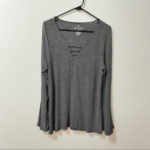 American Eagle Soft & Sexy Striped Bell Sleeve Top Size XL